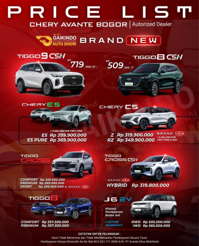 Pricelist Harga Chery gununghalu 2025